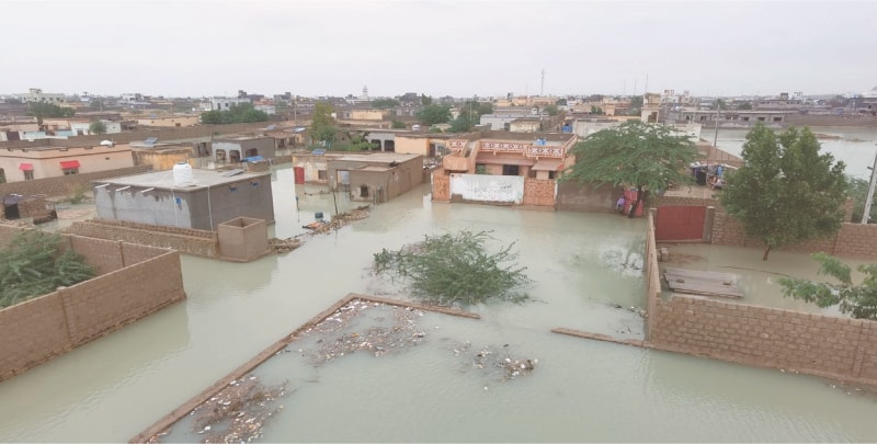 Gwadar City surrounded by floodwater