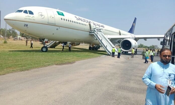 Saudi Aircraft Catches Fite at Peshawar Airport